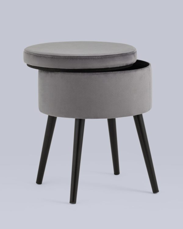 Пуф Клайс с ящиком велюр серый — изображение 3