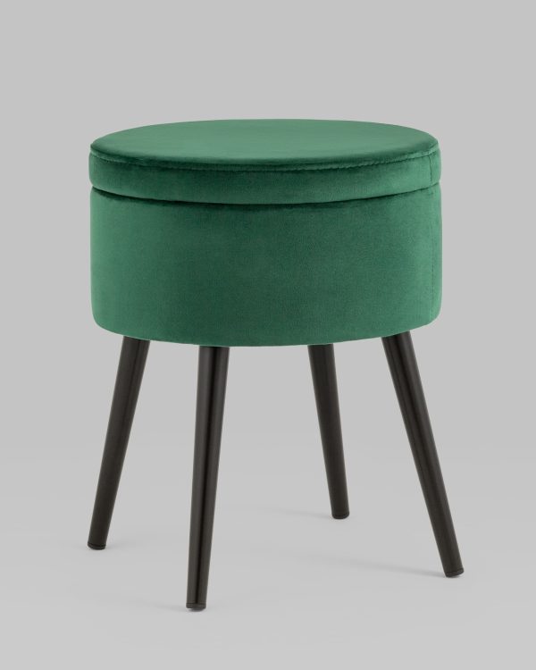 Пуф Клайс с ящиком велюр зелёный — изображение 2