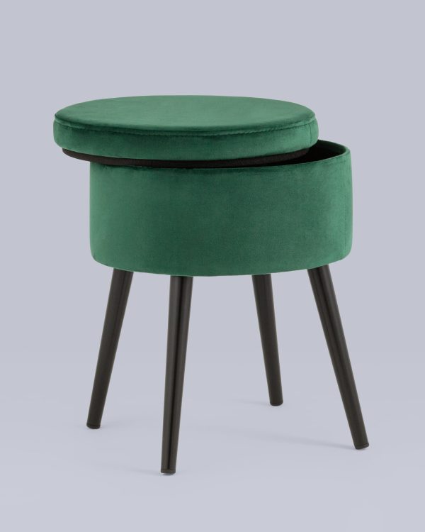 Пуф Клайс с ящиком велюр зелёный — изображение 3