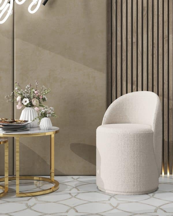 Пуф Loreen вращающийся букле белый — изображение 3