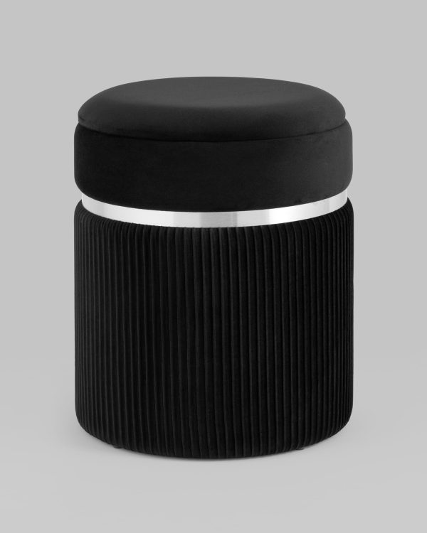 Пуф Миранда с ящиком серебро велюр черный — изображение 2