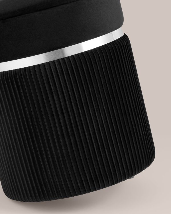 Пуф Миранда с ящиком серебро велюр черный — изображение 3