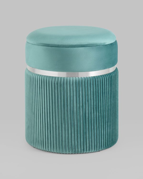 Пуф Миранда с ящиком серебро велюр светло-бирюзовый — изображение 2