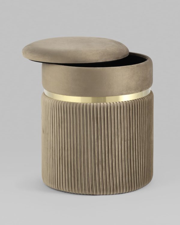 Пуф Миранда с ящиком велюр бежевый — изображение 3