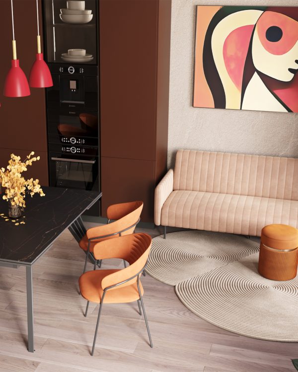 Пуф Миранда с ящиком велюр оранжевый — изображение 3