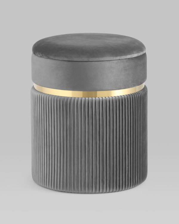Пуф Миранда с ящиком велюр серый — изображение 2