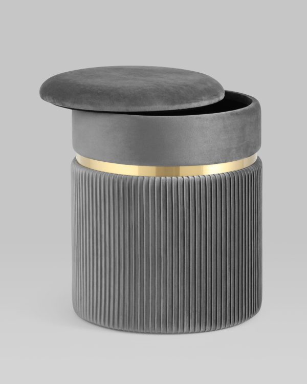 Пуф Миранда с ящиком велюр серый — изображение 3