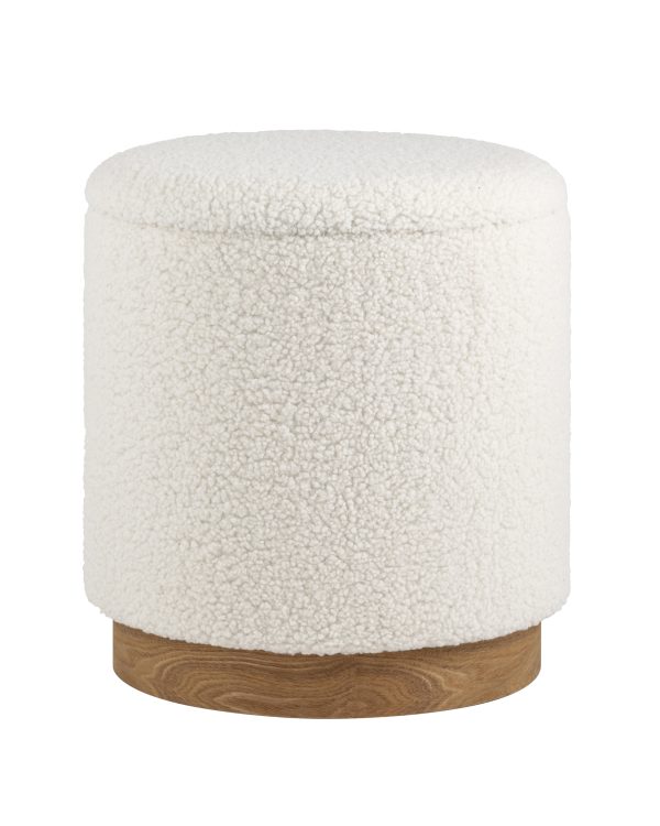 Пуф с ящиком Долли L тедди белый