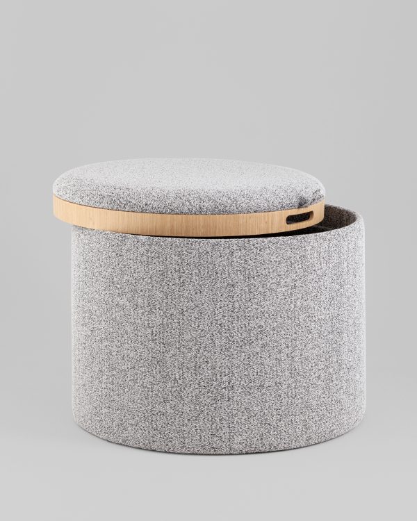 Пуф с ящиком Хюгге L букле серый — изображение 3