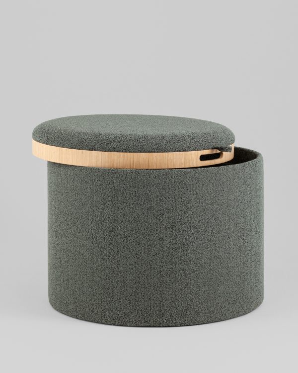 Пуф с ящиком Хюгге L букле темно-серый — изображение 3