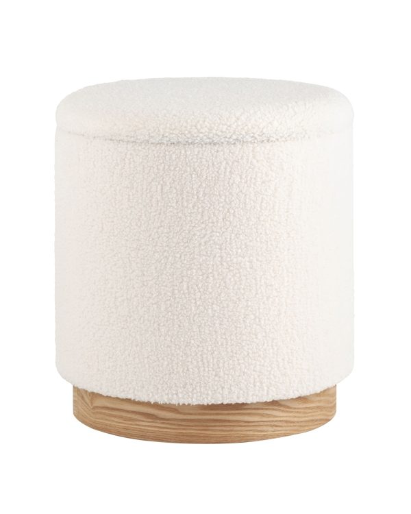 Пуф с ящиком Холли L тедди белый