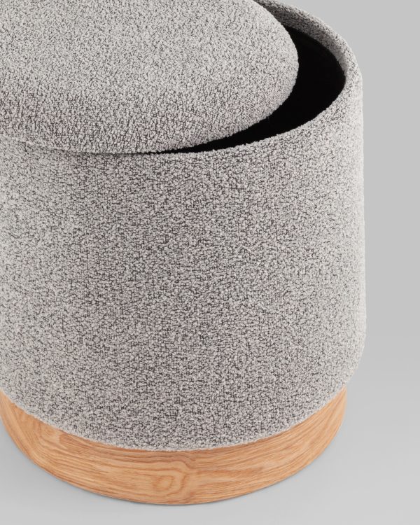 Пуф с ящиком Холли S букле серый — изображение 3