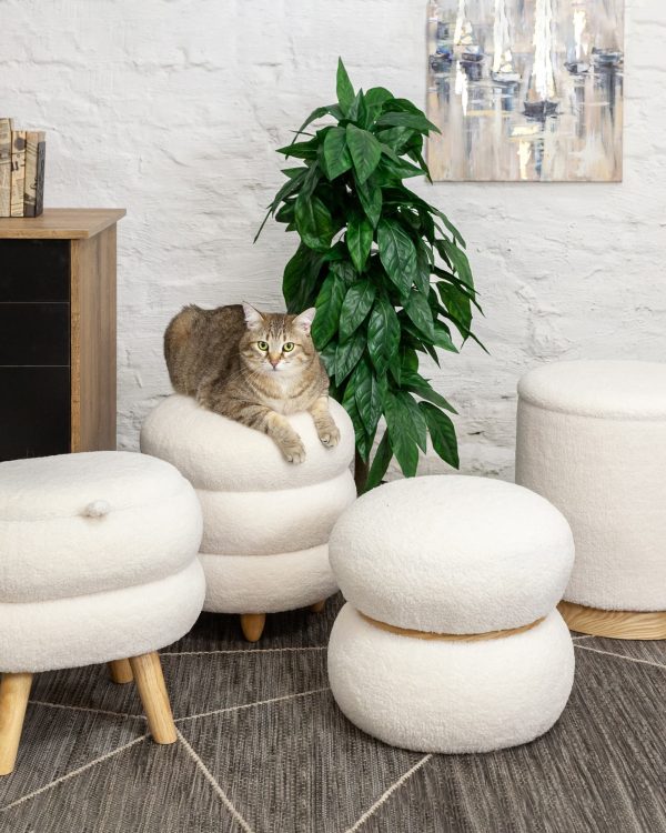 Пуф с ящиком Винни M тедди белый — изображение 3