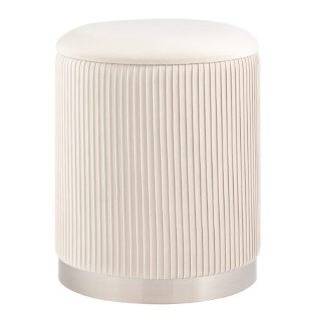 Пуф Шарлотта с ящиком серебро велюр бежевый