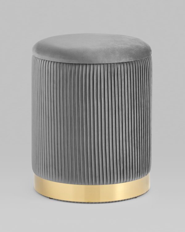 Пуф Шарлотта с ящиком велюр серый — изображение 2