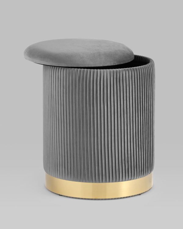 Пуф Шарлотта с ящиком велюр серый — изображение 3
