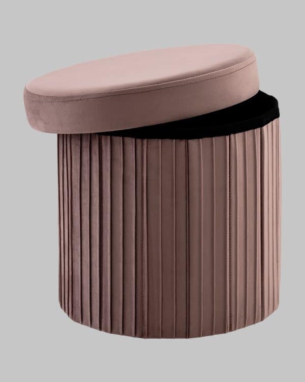 Пуф складной с ящиком Store Round пыльно-розовый — изображение 3