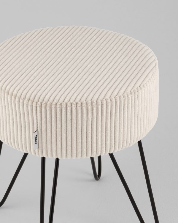 Пуф Спейси велюр рельефный молочный — изображение 3