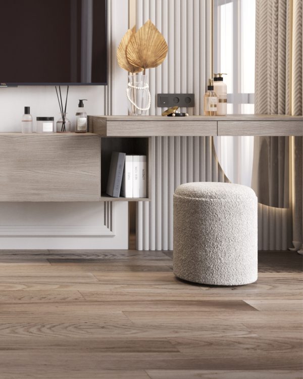 Пуф-столик с ящиком Хюгге S букле серый — изображение 2