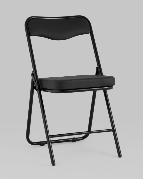 Складной стул Джонни экокожа черный каркас черный матовый — изображение 2