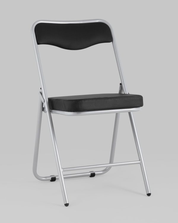 skladnoj-stul-dzhonni-jekokozha-chernyj-karkas-metallik-1 Складной стул Джонни экокожа черный каркас металлик — изображение 2