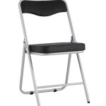 Складной стул Джонни экокожа черный каркас металлик