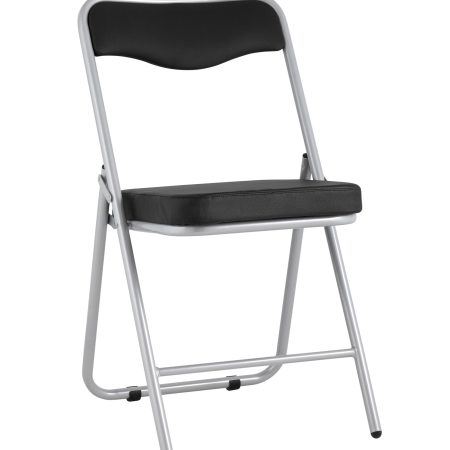 Складной стул Джонни экокожа черный каркас металлик