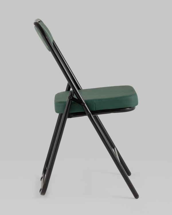 Складной стул Джонни экокожа зелёный каркас черный матовый — изображение 3