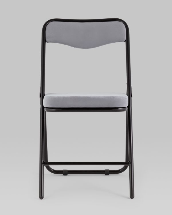 skladnoj-stul-dzhonni-veljur-seryj-karkas-chernyj-matovyj-2 Складной стул Джонни велюр серый каркас черный матовый — изображение 3