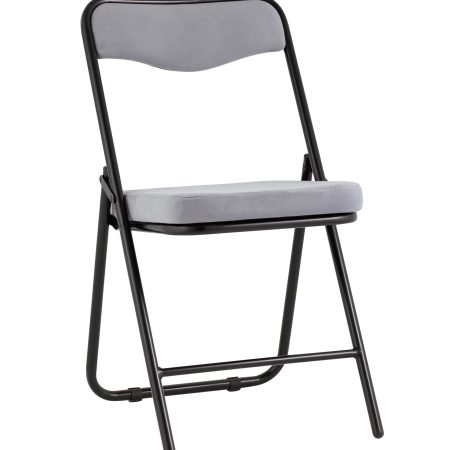 Складной стул Джонни велюр серый каркас черный матовый