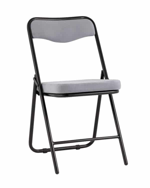 Складной стул Джонни велюр серый каркас черный матовый