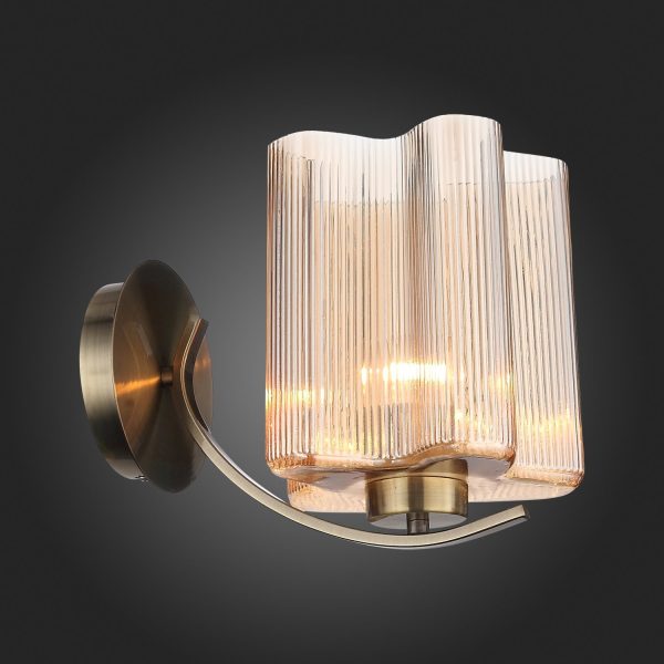 sl117.301.01-bra-st-luce-bronzovyjjantarnyj-e27-160w-onde-1 SL117.301.01 Бра ST-Luce Бронзовый/Янтарный E27 1*60W ONDE — изображение 2