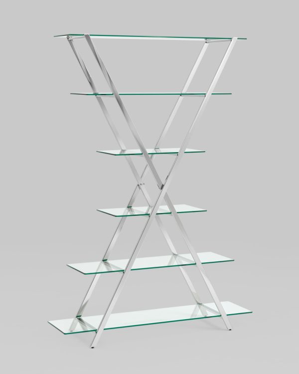 stellazh-gejt-prozrachnoe-steklo-stal-serebro-1 Стеллаж Гейт прозрачное стекло сталь серебро — изображение 2