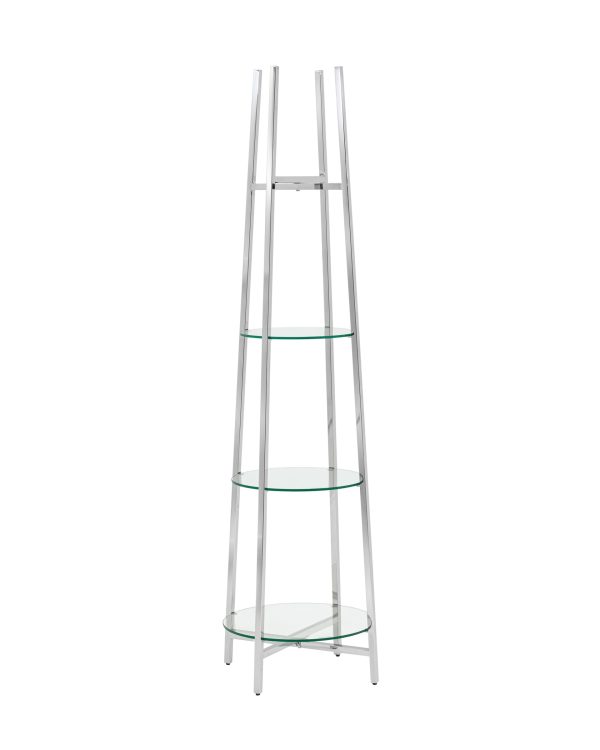 Стеллаж Ланс прозрачное стекло сталь серебро Стеллаж Ланс прозрачное стекло сталь серебро