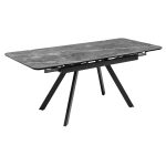 Стол Arthur раскладной 120-184x80x75см, керамогранит серый мрамор Greys Grey, чёрный — изображение 4