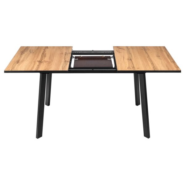 Стол Dublin раскладной 120-160х80х75 Дуб Вотан, чёрные ножки — изображение 3