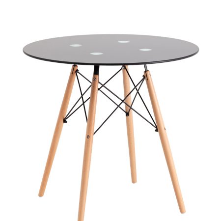 Стол круглый EAMES DSW NEW D=80 стеклянный черный