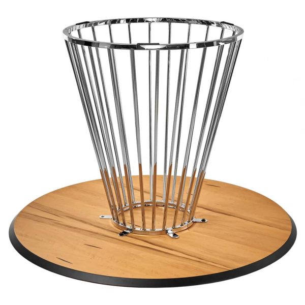 Стол Liverpool диам.110см, шпон орех лучевой набор, с хромированными ножками — изображение 4