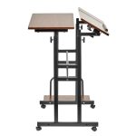 Стол многофункциональный Shuttle 80х58х80-130см, темное дерево, чёрный — изображение 4