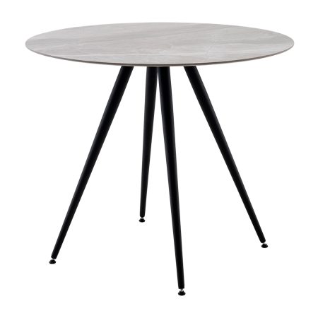 Стол Ники круглый столешница керамика Italian light grey 900