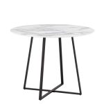 Стол обеденный Дакота 100*100 белый мрамор ножки черные