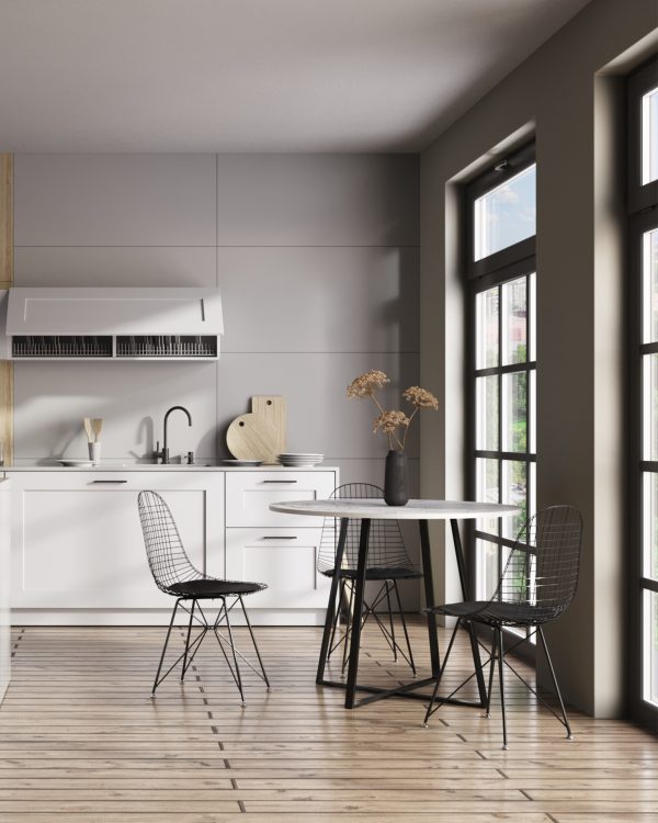 Стол обеденный Дакота 100*100 белый мрамор ножки черные — изображение 3