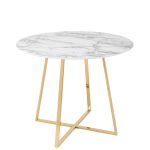 Стол обеденный Дакота 100*100 белый мрамор ножки золото