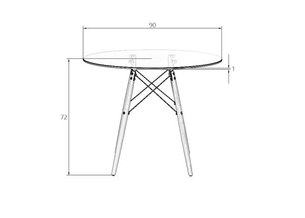 Стол обеденный DOBRIN CHELSEA`90 GLASS, ножки светлый бук, столешница стекло — изображение 4