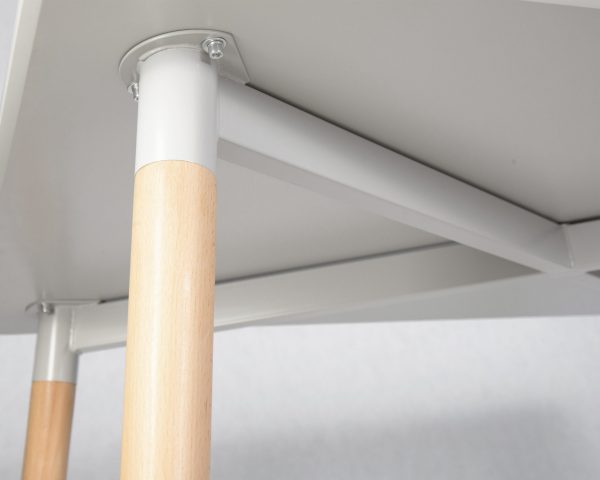 Стол обеденный DOBRIN SERRA WIDE, ножки светлый бук, столешница светло-серая — изображение 5