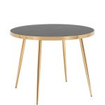 Стол обеденный Гелиос 100*100 стекло черный мрамор сталь золото