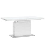 Стол обеденный Глазго раскладной 160-215*90 глянцевый белый