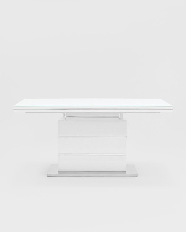 Стол обеденный Глазго раскладной 160-215*90 глянцевый белый — изображение 3