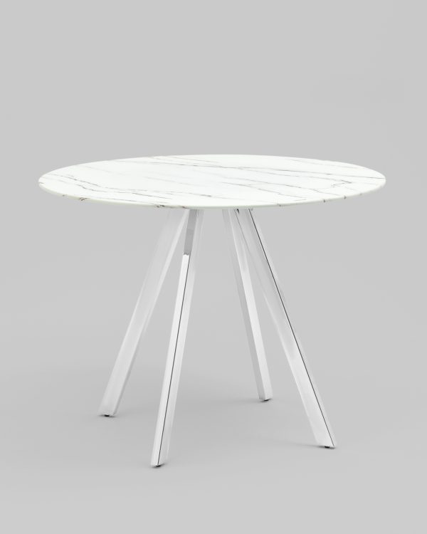 stol-obedennyj-hjuston-d100-belyj-stekljannyj-1 Стол обеденный Хьюстон D100 белый стеклянный — изображение 2