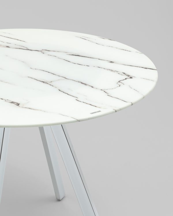 stol-obedennyj-hjuston-d100-belyj-stekljannyj-2 Стол обеденный Хьюстон D100 белый стеклянный — изображение 3